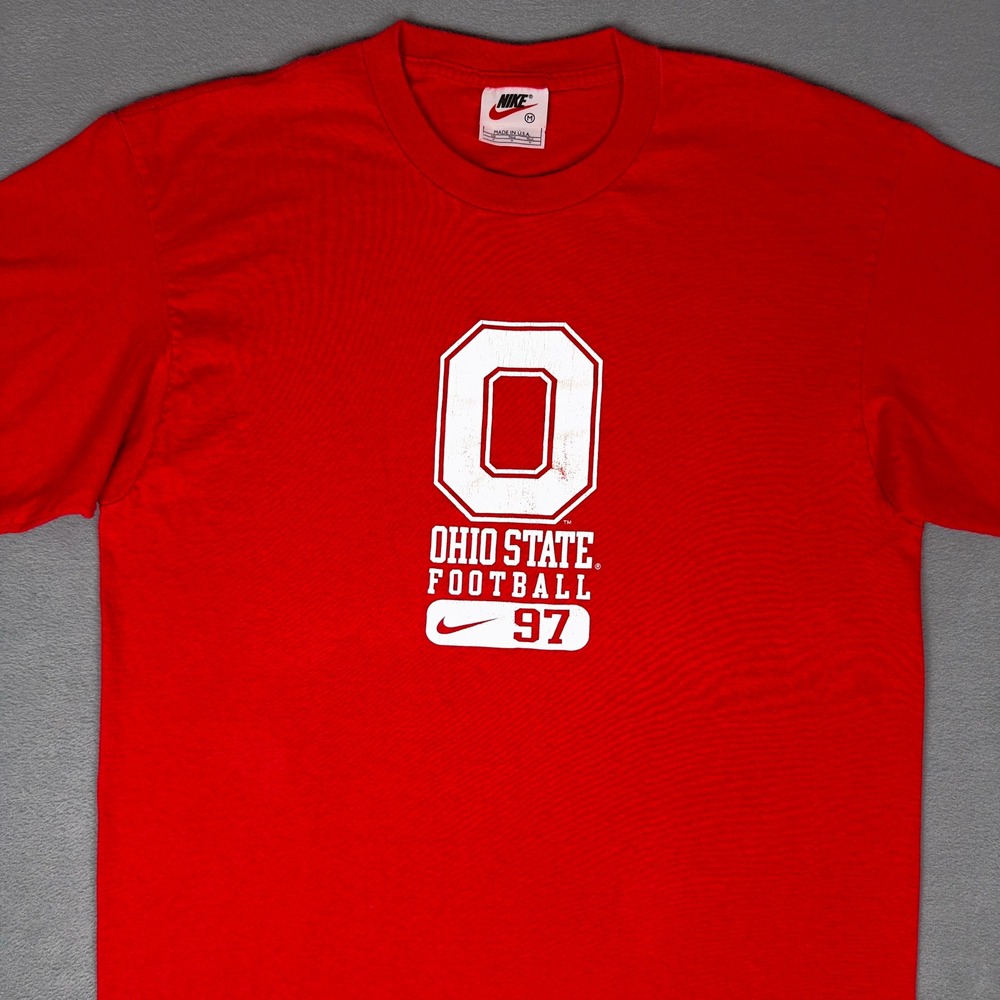 Vintage 90s Nike Ohio‎ State Buckeyes Football 97 Mens M Red Tee Made in USA - Picture 3 of 7
